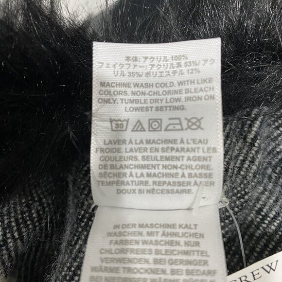 NWT J. Crew Fringe Poncho Cape Faux Fur Collar Plaid One size - Picture 9 of 9